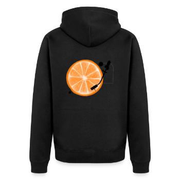 Orange Disk - Unisex Premium Organic Zip Hoodie - black - Back - Nico (187cm)