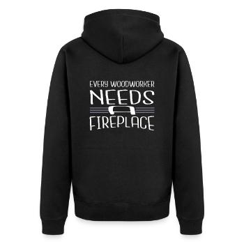 carpenter joke hearbeat chainsaw carpenter - Unisex Premium Bio Zip Hoodie - Schwarz - Hinten - Nico (187cm)