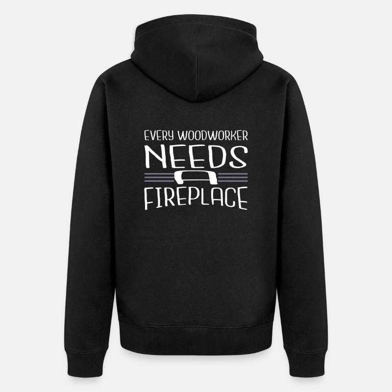 carpenter joke hearbeat chainsaw carpenter - Unisex Premium Organic Zip Hoodie - black