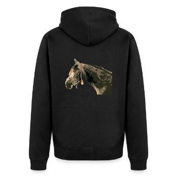 Pferde, Pferdefreund, Pferdeliebhaber , reiten - Unisex Premium Bio Zip Hoodie - Schwarz - Hinten - Nico (187cm)