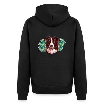 Tête de Border collie - En graffiti #1 - Veste à capuche bio Premium Unisexe - noir - Dos - Nico (187cm)