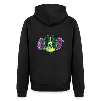 Tête de Border collie - En graffiti #3 - Veste à capuche bio Premium Unisexe - noir - Dos - Nico (187cm)