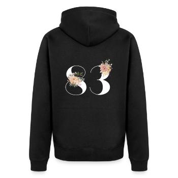 83rd anniversary in bloom (Gift of 83 years) - Unisex Premium Organic Zip Hoodie - black - Back - Nico (187cm)
