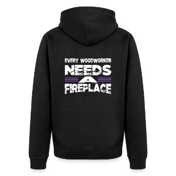hobbyists chop wood carpentry lumberjack - Unisex Premium Bio Zip Hoodie - Schwarz - Hinten - Nico (187cm)