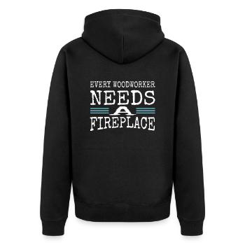 quote chainsaw tree woodcutter lumberman - Unisex Premium Bio Zip Hoodie - Schwarz - Hinten - Nico (187cm)