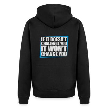 Séance d’entraînement Fitness Motivation Citation - Veste à capuche bio Premium Unisexe - noir - Dos - Nico (187cm)