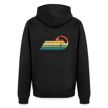 Fallschirmspringer Vintage Fallschirm Retro - Unisex Premium Bio Zip Hoodie - Schwarz - Hinten - Nico (187cm)