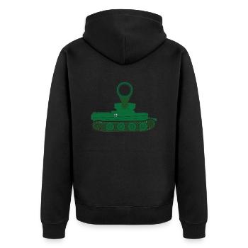 Panzerturm-Geschützrohr - Unisex Premium Bio Zip Hoodie - Schwarz - Hinten - Nico (187cm)
