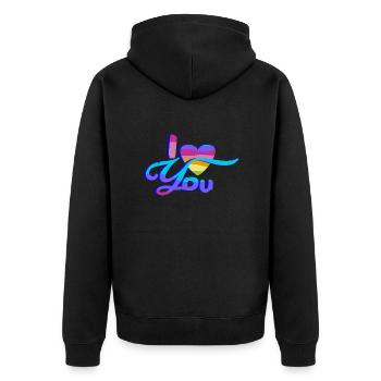 Je t’aime - Arc-en-ciel - Veste à capuche bio Premium Unisexe - noir - Dos - Nico (187cm)