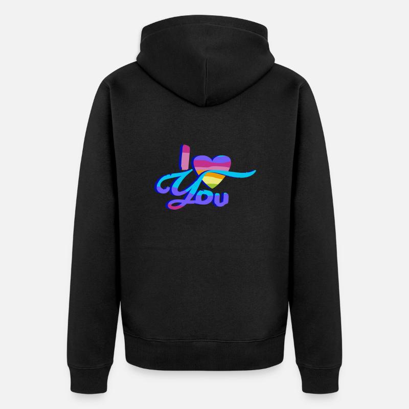 Je t’aime - Arc-en-ciel - Veste à capuche bio Premium Unisexe - noir