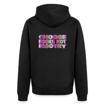 books and cats book quotes better books and wine - Unisex Premium Bio Zip Hoodie - Schwarz - Hinten - Nico (187cm)