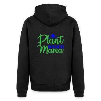 Plant based Mama - Unisex Premium Organic Zip Hoodie - black - Back - Nico (187cm)