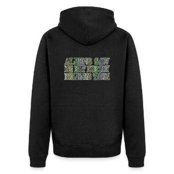alien lovers drôle citation animation blague internet - Veste à capuche bio Premium Unisexe - noir - Dos - Nico (187cm)