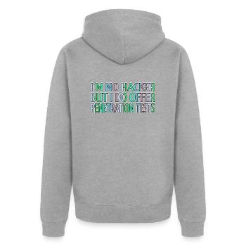 hack the box bday anonymous expect us encrypt - Unisex Premium Bio Zip Hoodie - Grau meliert - Hinten - Nico (187cm)