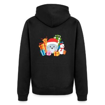 Christmas Cat Present - Unisex Premium Bio Zip Hoodie - Schwarz - Hinten - Nico (187cm)