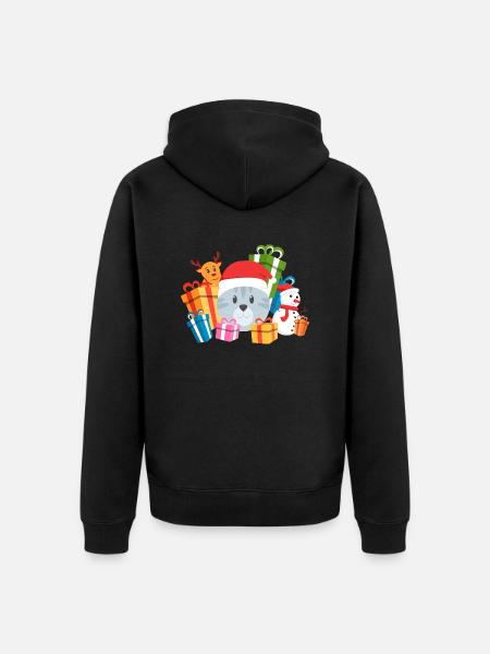 Christmas Cat Present - Unisex Premium Organic Zip Hoodie - black