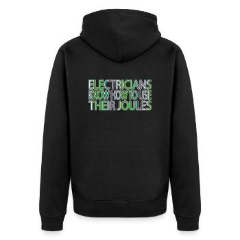 actress devices love electrician clothing birthday - Unisex Premium Bio Zip Hoodie - Schwarz - Hinten - Nico (187cm)