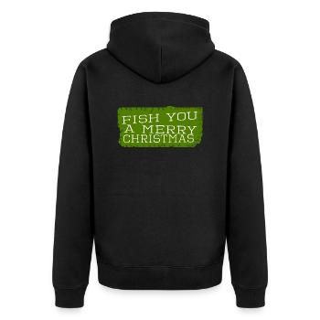 Couples Funny Sayings Happy Fun Dork Angler - Unisex Premium Organic Zip Hoodie - black - Back - Nico (187cm)
