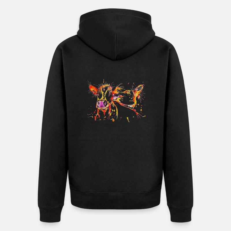 cows - Unisex Premium Organic Zip Hoodie - black