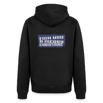 Santa Funny Sayings Adorable Dinosaur Tshirt - Unisex Premium Organic Zip Hoodie - black - Back - Nico (187cm)