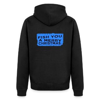 beach holiday comic bass fishing funny axie rod - Unisex Premium Organic Zip Hoodie - black - Back - Nico (187cm)