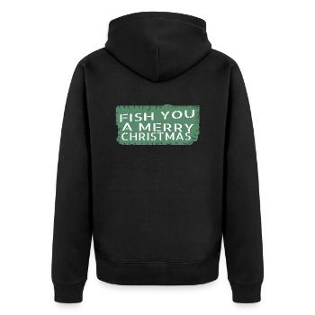 animals fishing rod christmas tree - Unisex Premium Bio Zip Hoodie - Schwarz - Hinten - Nico (187cm)