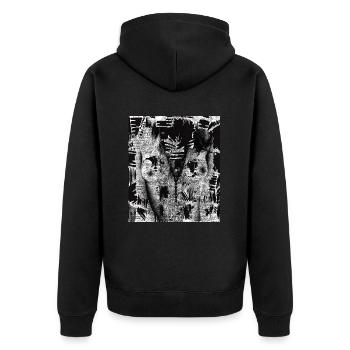 Die Spitze weniger - Unisex Premium Bio Zip Hoodie - Schwarz - Hinten - Nico (187cm)
