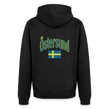 Drapeau suédois d’Östersund - Veste à capuche bio Premium Unisexe - noir - Dos - Nico (187cm)