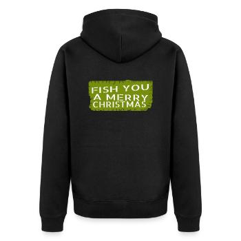 joke fishing rod santa bass fishing dinosaurs - Unisex Premium Bio Zip Hoodie - Schwarz - Hinten - Nico (187cm)