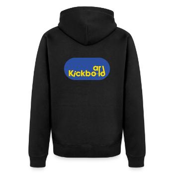 Kickboard Logo - Unisex Premium Bio Zip Hoodie - Schwarz - Hinten - Nico (187cm)