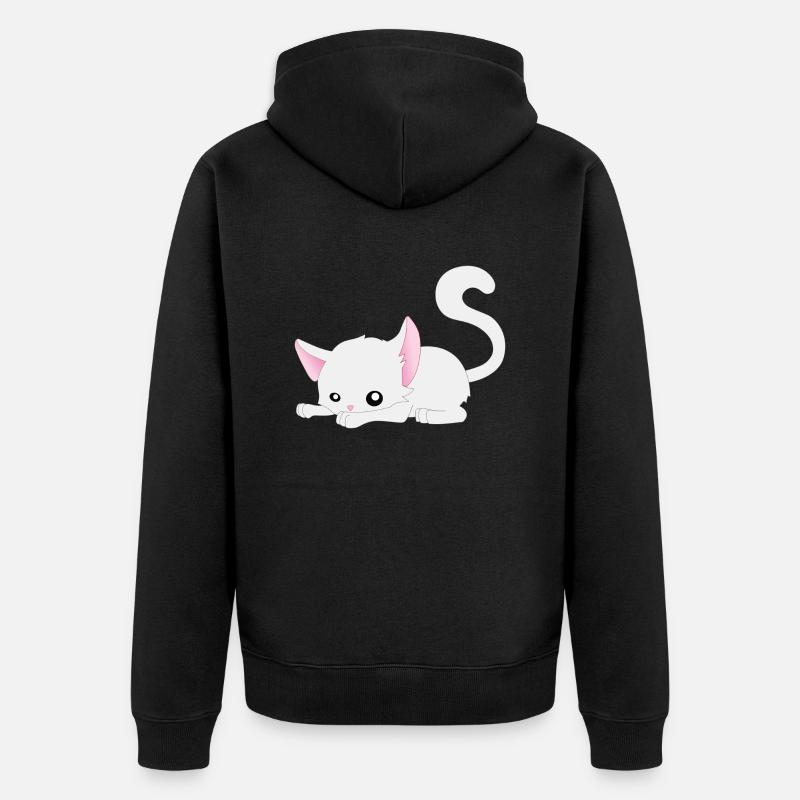 Katze Comic - Unisex Premium Bio Zip Hoodie - Schwarz
