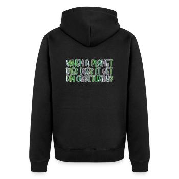 conspiracy night sky funny sayings astronomy - Unisex Premium Bio Zip Hoodie - Schwarz - Hinten - Nico (187cm)