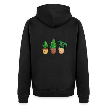Drei niedliche Pflanzen - Unisex Premium Bio Zip Hoodie - Schwarz - Hinten - Nico (187cm)