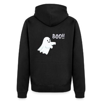 ghost boo!! - Unisex Premium Bio Zip Hoodie - Schwarz - Hinten - Nico (187cm)