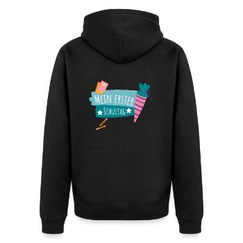 MEIN ERSTER SCHULTAG - Unisex Premium Bio Zip Hoodie - Schwarz - Hinten - Nico (187cm)