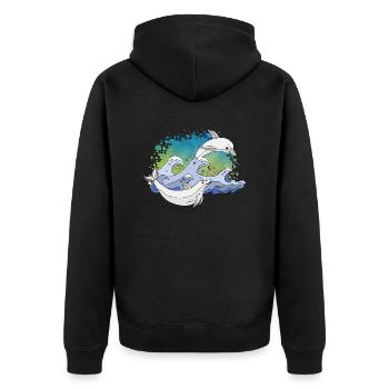 Delphine - Unisex Premium Bio Zip Hoodie - Schwarz - Hinten - Nico (187cm)