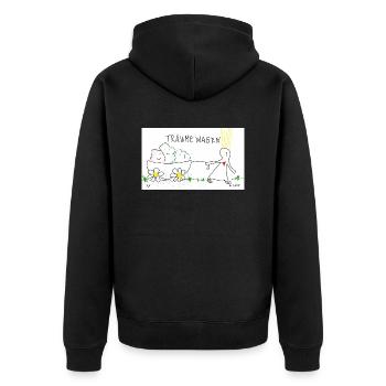 Träume wagen - Unisex Premium Bio Zip Hoodie - Schwarz - Hinten - Nico (187cm)