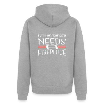 present idea carpenter humor - Unisex Premium Bio Zip Hoodie - Grau meliert - Hinten - Nico (187cm)