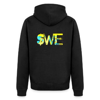 Sweden Sweden flag national norden skandinavia - Unisex Premium Organic Zip Hoodie - black - Back - Nico (187cm)