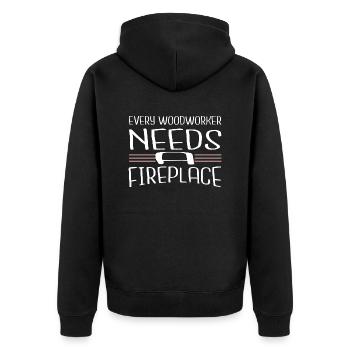 badge arborists chop wood construction carpenter - Unisex Premium Bio Zip Hoodie - Schwarz - Hinten - Nico (187cm)