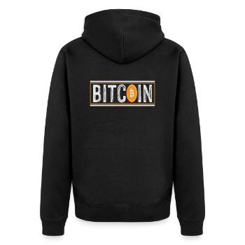 Bitcoin (Bitcoin) - Unisex Premium Bio Zip Hoodie - Schwarz - Hinten - Nico (187cm)