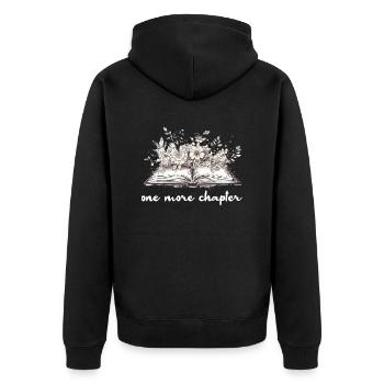 One More Chapter Book With Flowers - Unisex Premium Organic Zip Hoodie - black - Back - Nico (187cm)