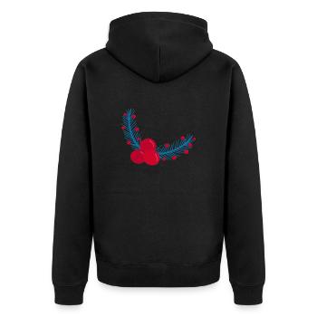 Feuilles et baies de houx de Noël1 - Veste à capuche bio Premium Unisexe - noir - Dos - Nico (187cm)
