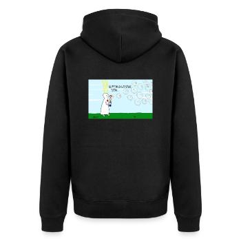 Hoffnungsstur sein. - Unisex Premium Bio Zip Hoodie - Schwarz - Hinten - Nico (187cm)