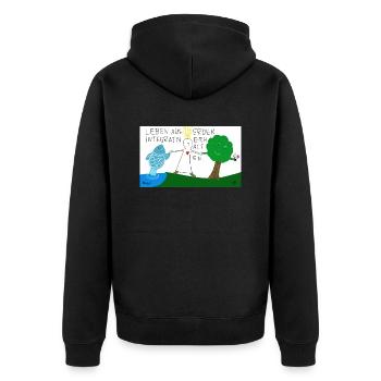 Leben auf Erden integrativ erhalten. - Unisex Premium Bio Zip Hoodie - Schwarz - Hinten - Nico (187cm)