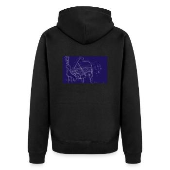 Lauschen. - Unisex Premium Bio Zip Hoodie - Schwarz - Hinten - Nico (187cm)