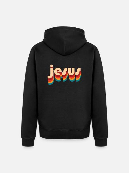 Retro Jesus Name - Unisex Premium Organic Zip Hoodie - black