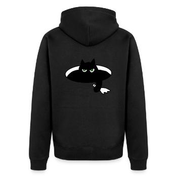 Schwarzer Kartier - Unisex Premium Bio Zip Hoodie - Schwarz - Hinten - Nico (187cm)
