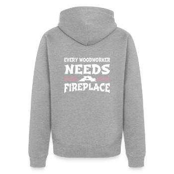 Bday Funny Carpenter Woodworking - Unisex Premium Organic Zip Hoodie - heather grey - Back - Nico (187cm)