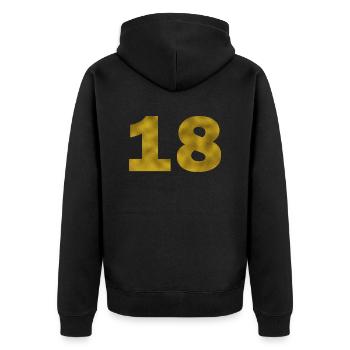 Anniversaire 18 ans - Veste à capuche bio Premium Unisexe - noir - Dos - Nico (187cm)
